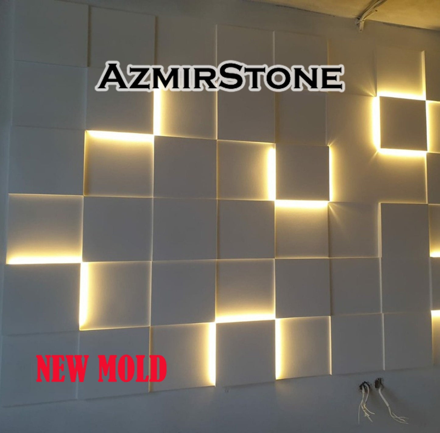 Polyurethane LED Squares 3D Panel mould, mold for making 3D LED Panels from gypsum and concrete. AzmirStone