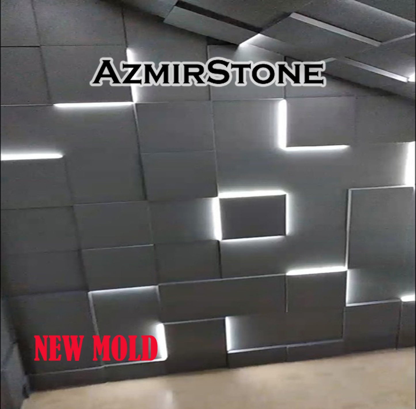 Polyurethane LED Squares 3D Panel mould, mold for making 3D LED Panels from gypsum and concrete. AzmirStone